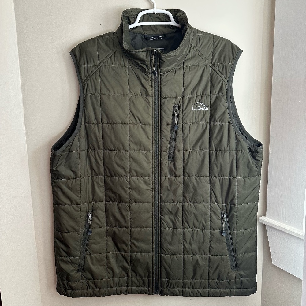 L.L. BEAN Men's XL Tall Primaloft Puffer Vest Quilted Olive Green